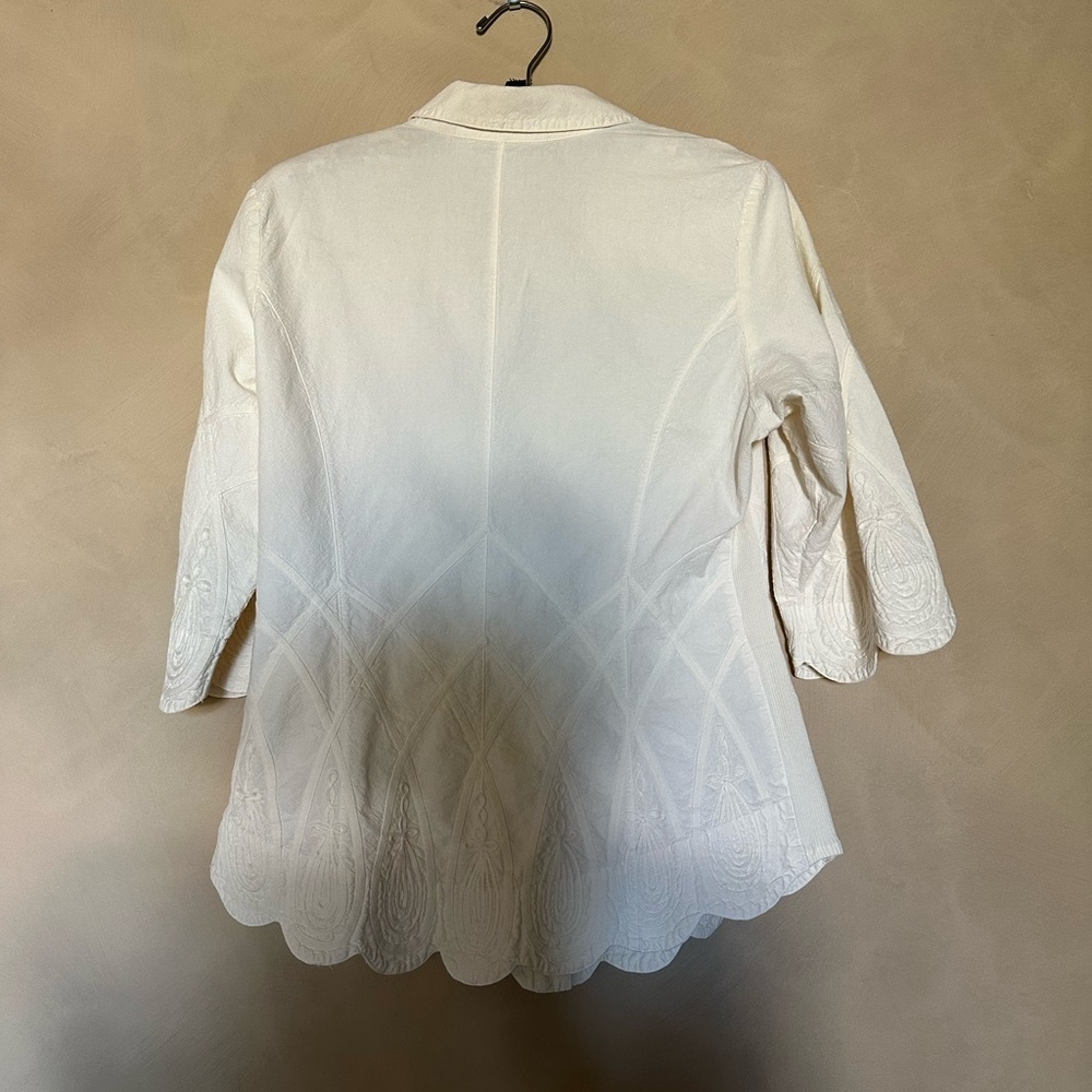 Soft Surroundings Cream Button Down Long Sleeve Shirt size xs - Picture 3 of 6